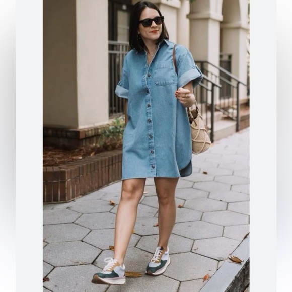 Sezane Ana Denim Dress Size L - Picture 9 of 12